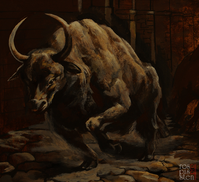 Картина "Бег быков" - фрагмент эскиза.