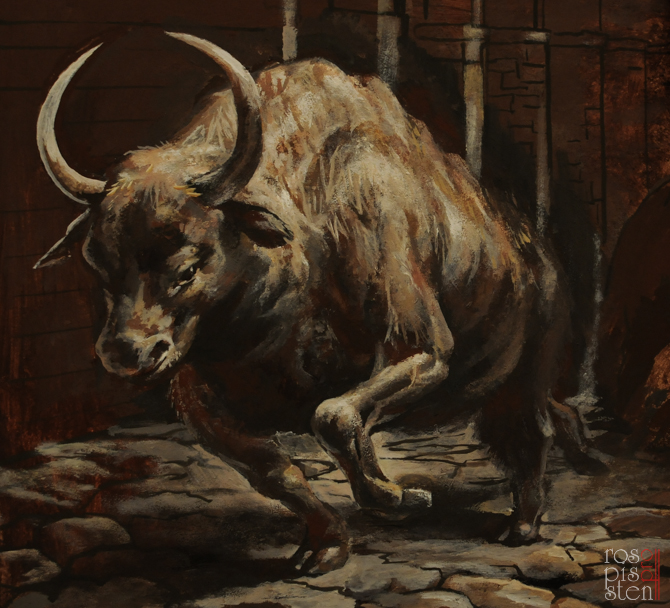 картина "Бег быков" - фрагмент эскиза