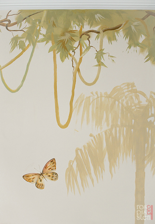 роспись детской комнаты, лианы, бабочка
