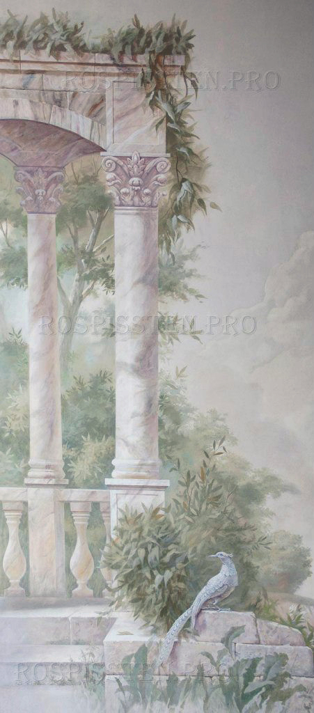роспись стен - колонны, листья
