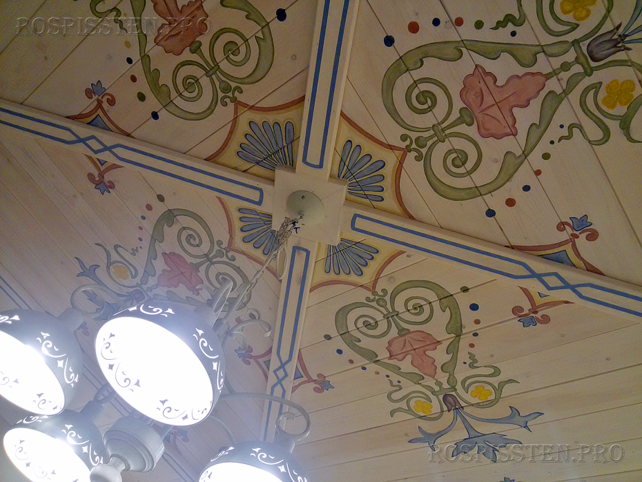 роспись потолка- орнаментальный стиль в интерьере
