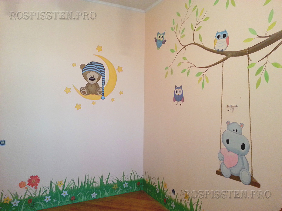 рисунки-на-стенах-детской-комнаты-роспись-стен